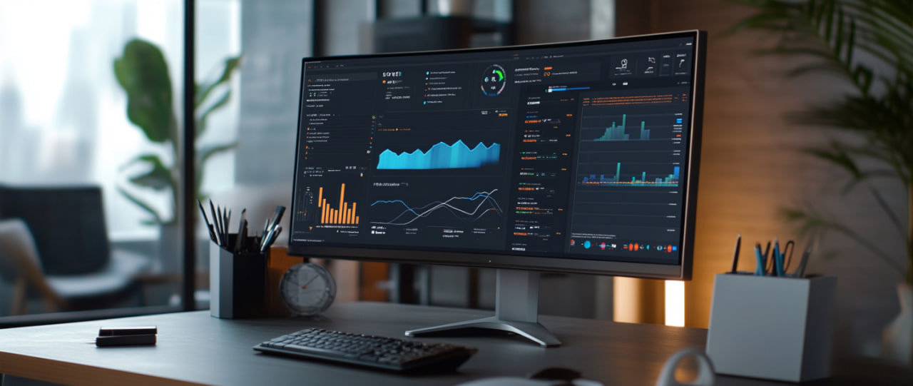 Modern workspace with SEI interface and transaction charts.