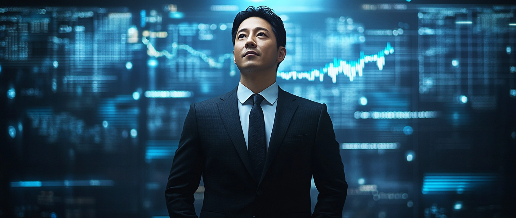 Lee Sang-joon with cryptocurrency charts in the background