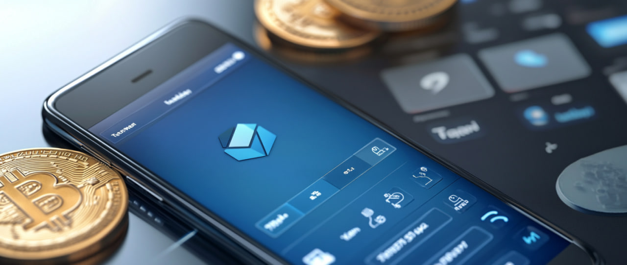 Telegram wallet interface on a smartphone with cryptocurrency symbols