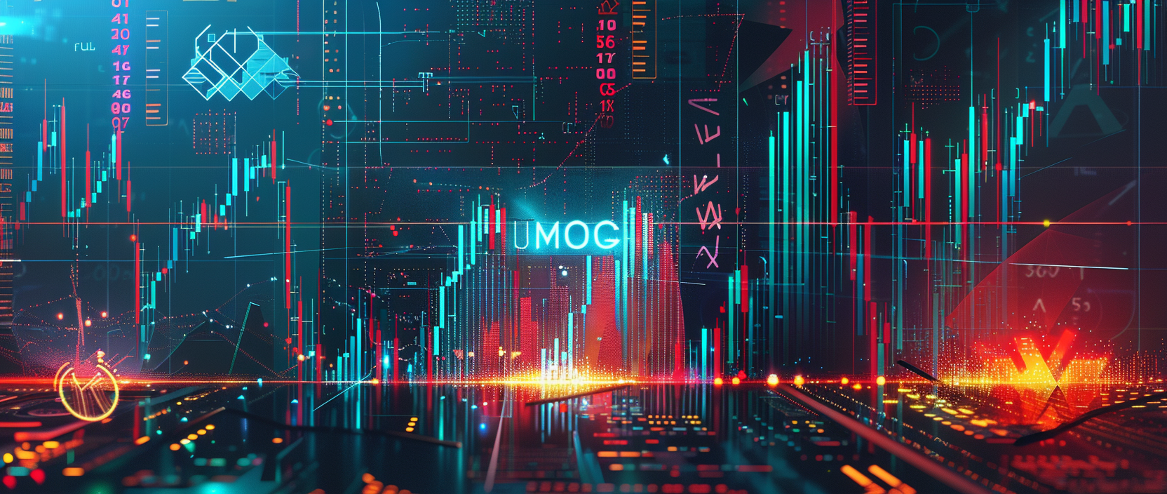 Graphic with MOG logo and elements of blockchain and cryptography