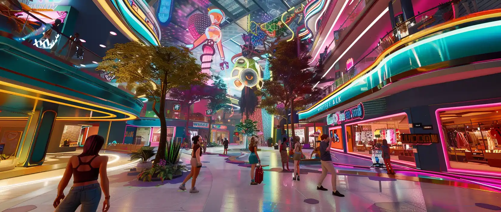 Coco Park characters interacting in a creative virtual space