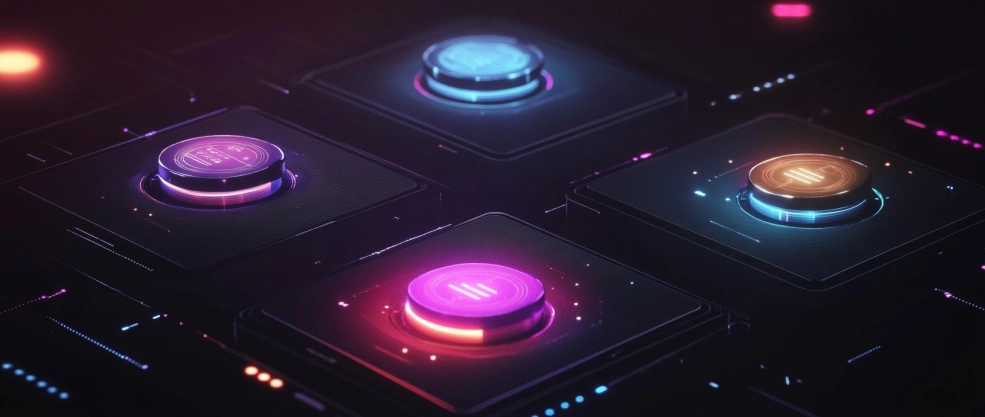 The Mitosis blockchain ecosystem with nodes and dApps interfaces on a dark background