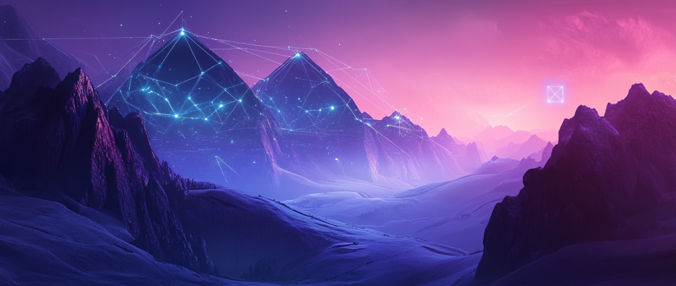 Alpha Network digital ecosystem in abstract glowing tones