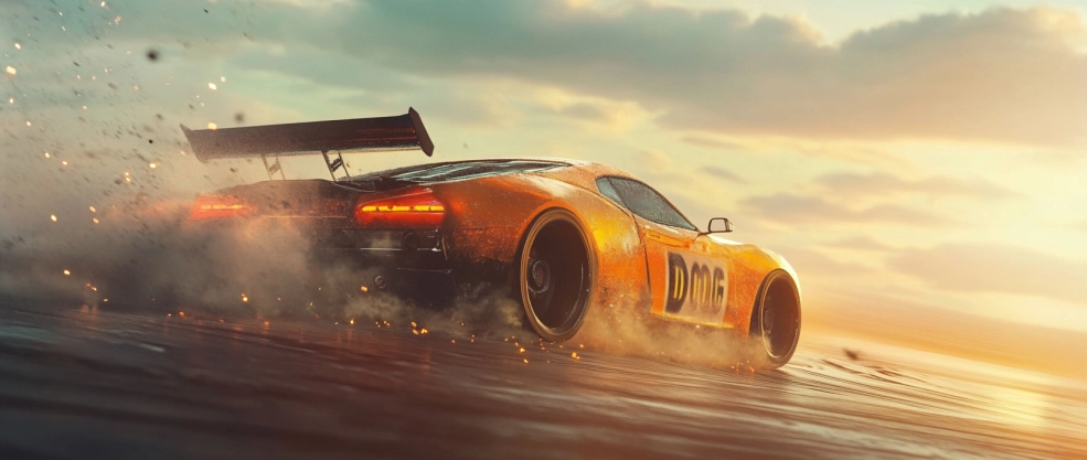 Drift Cops car on a track with futuristic design and drifting