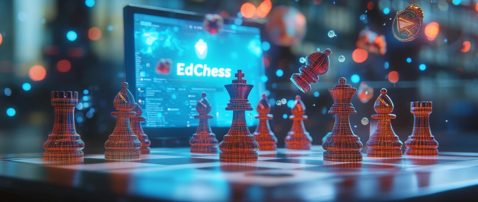 Игровой процесс EdChess на цифровой шахматной доске с токенами TON