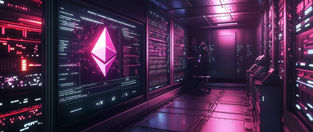 Holographic control panel of Nirvana Labs with blockchain data streams