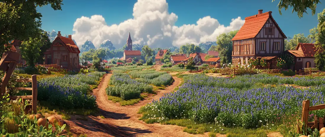 Ферма игрока в AIVilleWorld с культурами