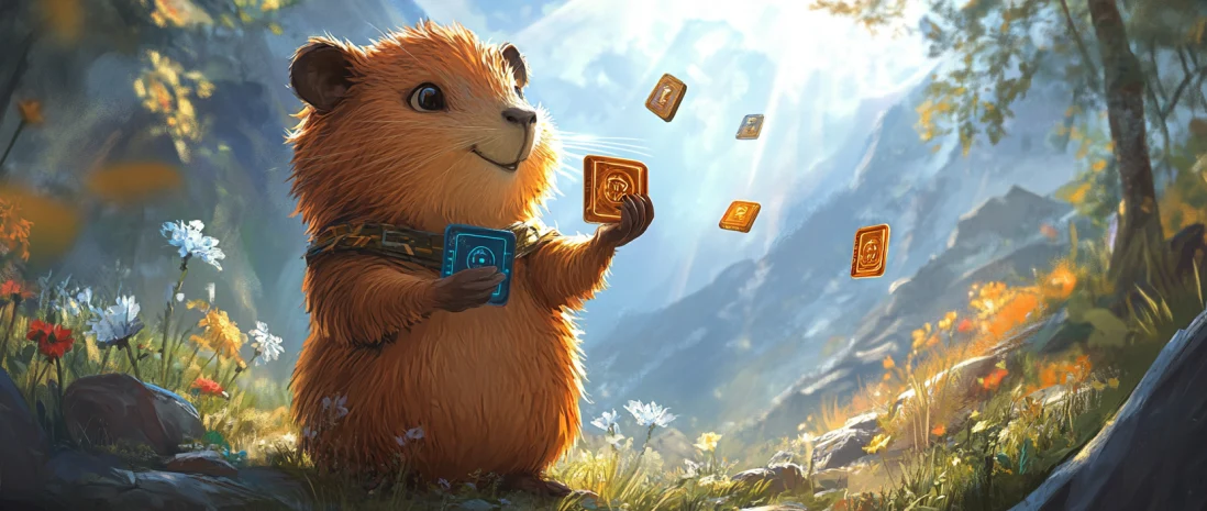 Геймплей Capybara Nation с карточками и бустерами в игровом интерфейсе