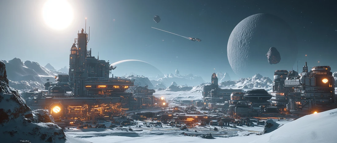 Building a base on a planet, with the installation of defensive structures and technologies