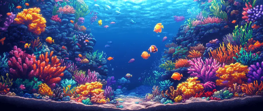 Aquarium Quest aquarium scene with digital fish