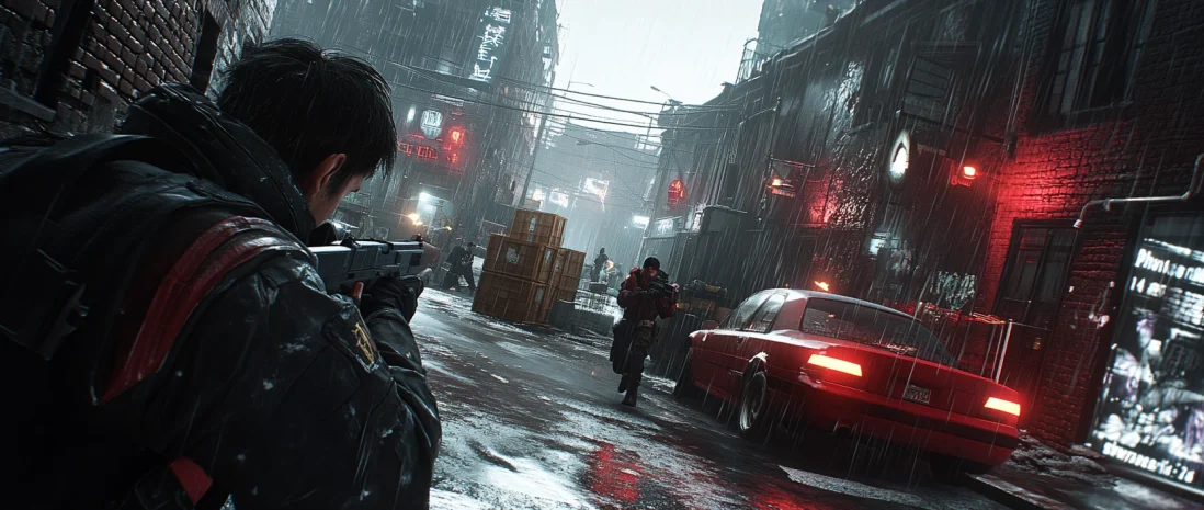 Scene from Grand Gangsta City with a gang shootout in an alley