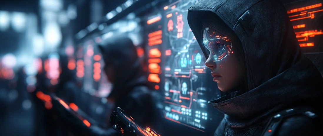 Uonium citizen completing tasks at the nation's holographic interface